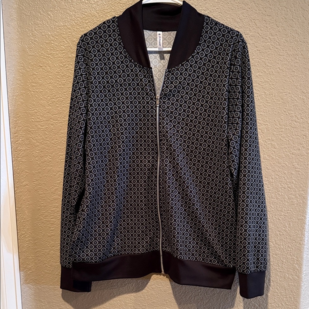 Piphany Black and Gray Lightweight Bomber Jacket - Large